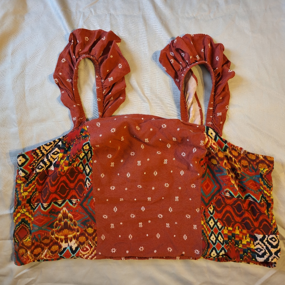 Torrid Challis Smocked Ruffle Trim Crop Top Size 3